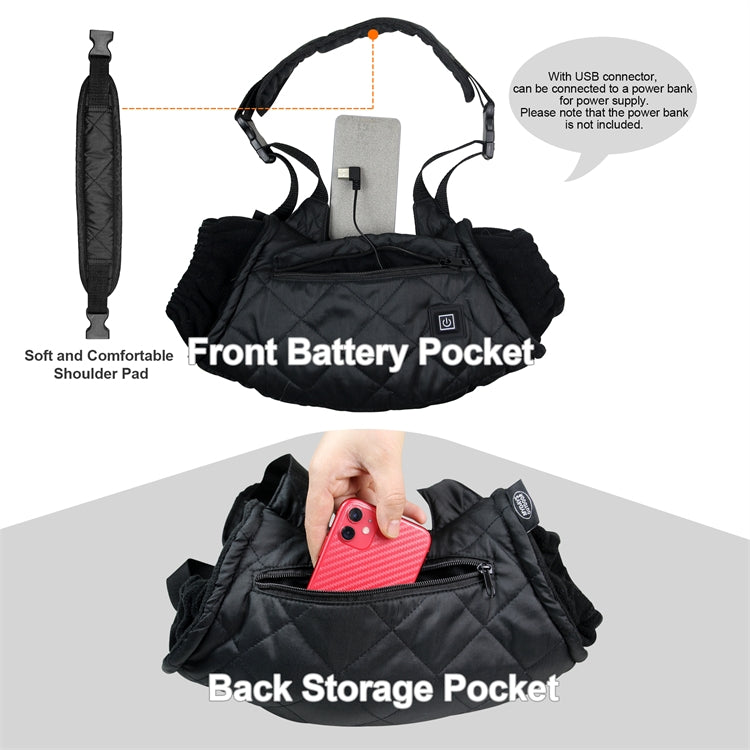 Outdoor Camping USB Heated Smart Warm Handbag, Handbag(Black), Smart Warm Handbag