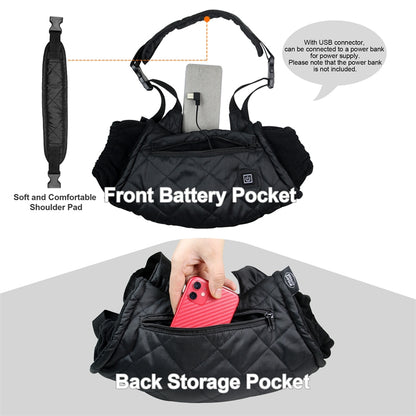 Outdoor Camping USB Heated Smart Warm Handbag, Handbag(Black), Smart Warm Handbag