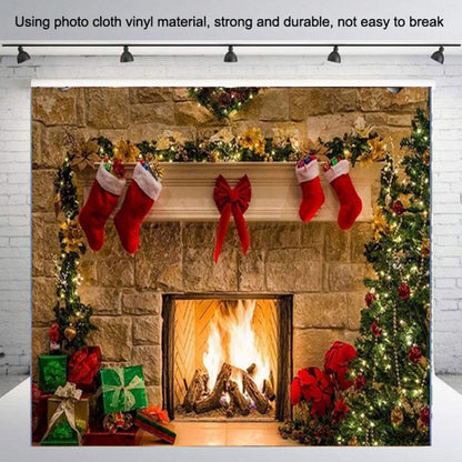 Christmas Layout Fireplace Photography Background Cloth