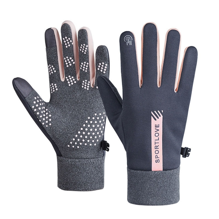 1 Pair Velvet and Thick Cycling Windproof and Cold Warm Gloves, Style:, Female Version (Grey), Female Version (Pink), Male Version (Black), Male Version (Grey)
