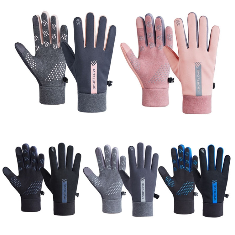 1 Pair Velvet and Thick Cycling Windproof and Cold Warm Gloves, Style:, Female Version (Grey), Female Version (Pink), Male Version (Black), Male Version (Grey)