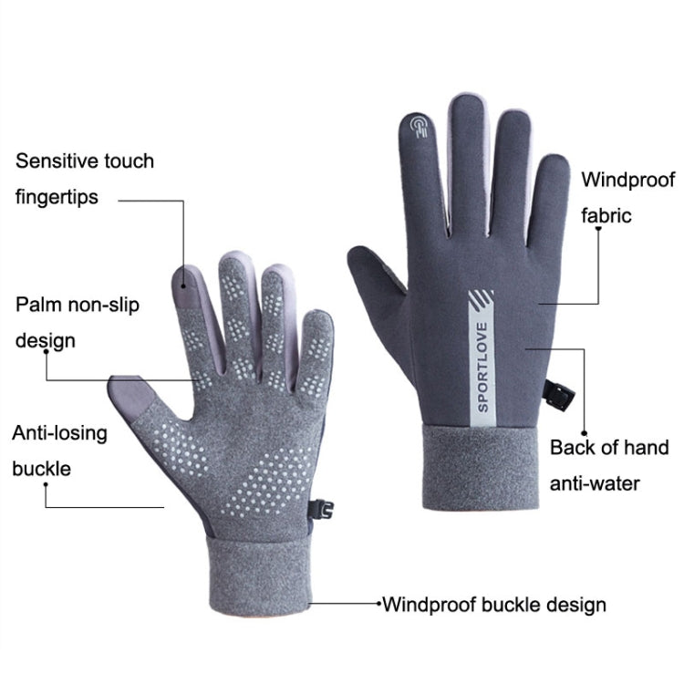 1 Pair Velvet and Thick Cycling Windproof and Cold Warm Gloves, Style:, Female Version (Grey), Female Version (Pink), Male Version (Black), Male Version (Grey)
