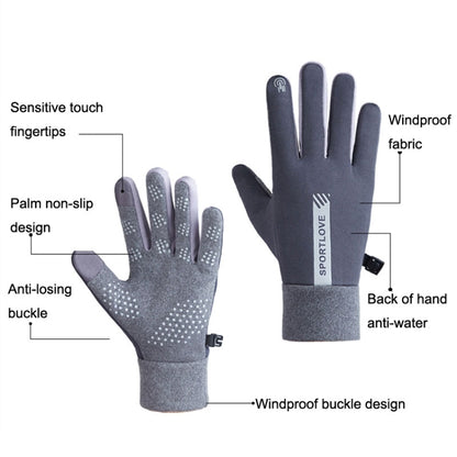 1 Pair Velvet and Thick Cycling Windproof and Cold Warm Gloves, Style:, Female Version (Grey), Female Version (Pink), Male Version (Black), Male Version (Grey)