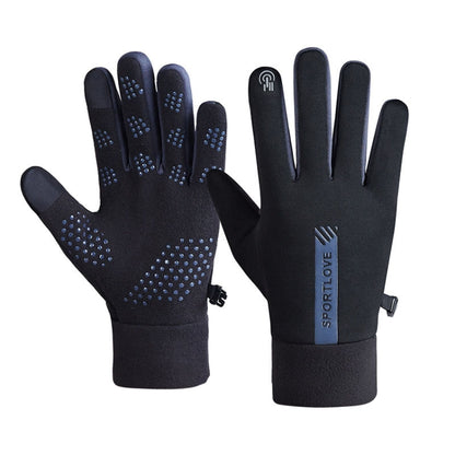 1 Pair Velvet and Thick Cycling Windproof and Cold Warm Gloves, Style:, Female Version (Grey), Female Version (Pink), Male Version (Black), Male Version (Grey)