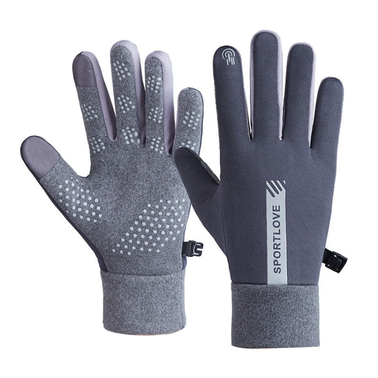 1 Pair Velvet and Thick Cycling Windproof and Cold Warm Gloves, Style:, Female Version (Grey), Female Version (Pink), Male Version (Black), Male Version (Grey)