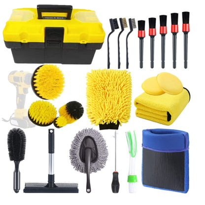 Car Wash Brush Tire Brush Glass Wiper Brush Drill Brush Cleaning Brush Set, 23 in 1
