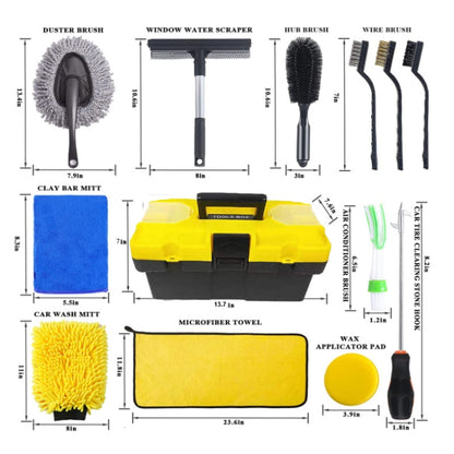 Car Wash Brush Tire Brush Glass Wiper Brush Drill Brush Cleaning Brush Set, 23 in 1