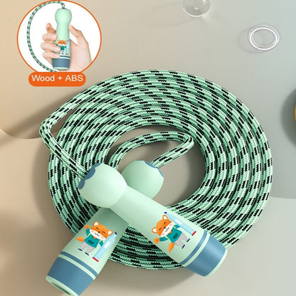 Wooden Handle Adjustable Jump Rope For Children Green(Cotton Rope), Green (Cotton Rope), Red Girl (Cotton Rope), Blue Bear (Cotton Rope), Orange Lion (Cotton Rope), Green (Bamboo Rope), Red Girl (Bamboo Rope), Blue Bear (Bamboo Rope)