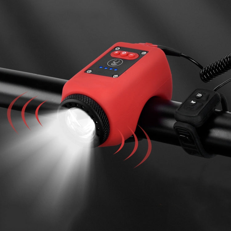 2 In 1 Bicycle Rechargeable Waterproof High Decibel Bell with Highlight Light, Black, Red, Blue