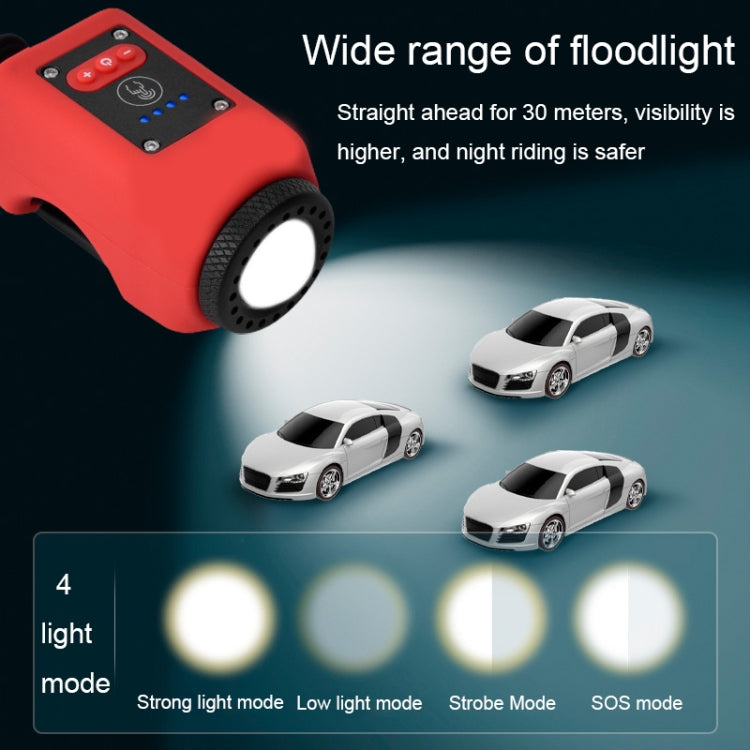 2 In 1 Bicycle Rechargeable Waterproof High Decibel Bell with Highlight Light, Black, Red, Blue