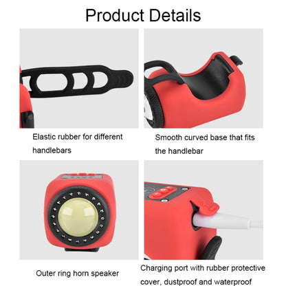 2 In 1 Bicycle Rechargeable Waterproof High Decibel Bell with Highlight Light, Black, Red, Blue