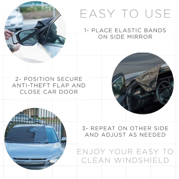 600D Oxford Cloth Car Snow Block Waterproof Windshield Coverings, S 190 x 107cm, L 220 x 140cm, With Magnetic S, With Magnetic L