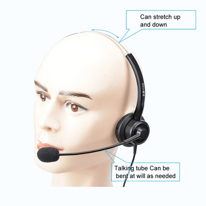 VT200 SIngles Ear Telephone Headset Operator Headset With Mic,Spec:, Type-C With Answer Key, Crystal Head 6-wire Sequence, 3.5mm Single Plug To USB