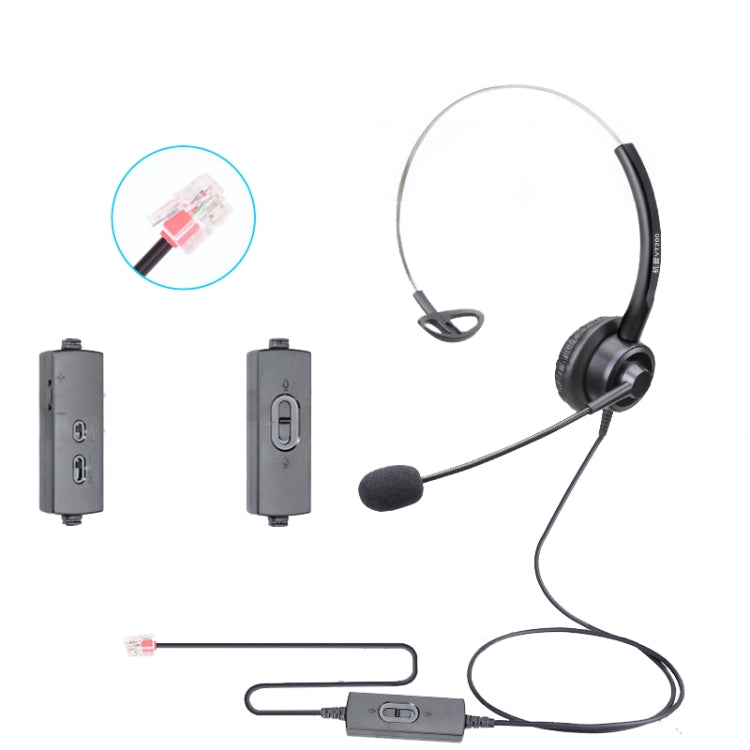 VT200 SIngles Ear Telephone Headset Operator Headset With Mic,Spec:, Type-C With Answer Key, Crystal Head 6-wire Sequence, 3.5mm Single Plug To USB