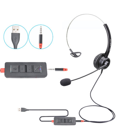 VT200 SIngles Ear Telephone Headset Operator Headset With Mic,Spec:, Type-C With Answer Key, Crystal Head 6-wire Sequence, 3.5mm Single Plug To USB