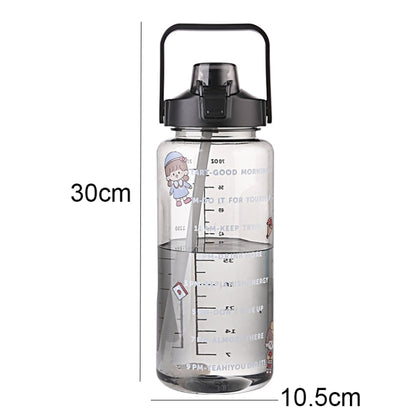GYBL4503 2000ml Large-capacity Outdoor Sports Water Bottle with Straw, Spec:, Purple, Purple+Stickers, Purple+3D Stickers, Green, Green+Stickers, Green+3D Stickers, Blue, Blue+Stickers, Blue+3D Stickers, Black, Black+Stickers, Black+3D Stickers, Pink  ...