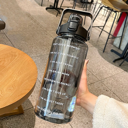 GYBL4503 2000ml Large-capacity Outdoor Sports Water Bottle with Straw, Spec:, Purple, Purple+Stickers, Purple+3D Stickers, Green, Green+Stickers, Green+3D Stickers, Blue, Blue+Stickers, Blue+3D Stickers, Black, Black+Stickers, Black+3D Stickers, Pink  ...