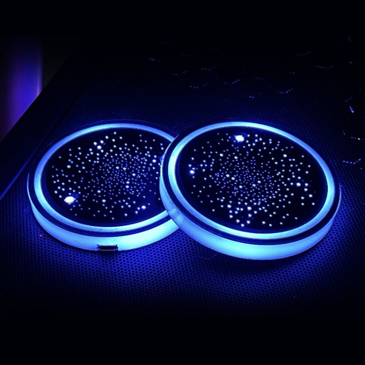 1 Pair Automotive LED Colorful Luminous Water Coaster Acrylic Car Cup Tank Atmosphere Lamp, Star Model