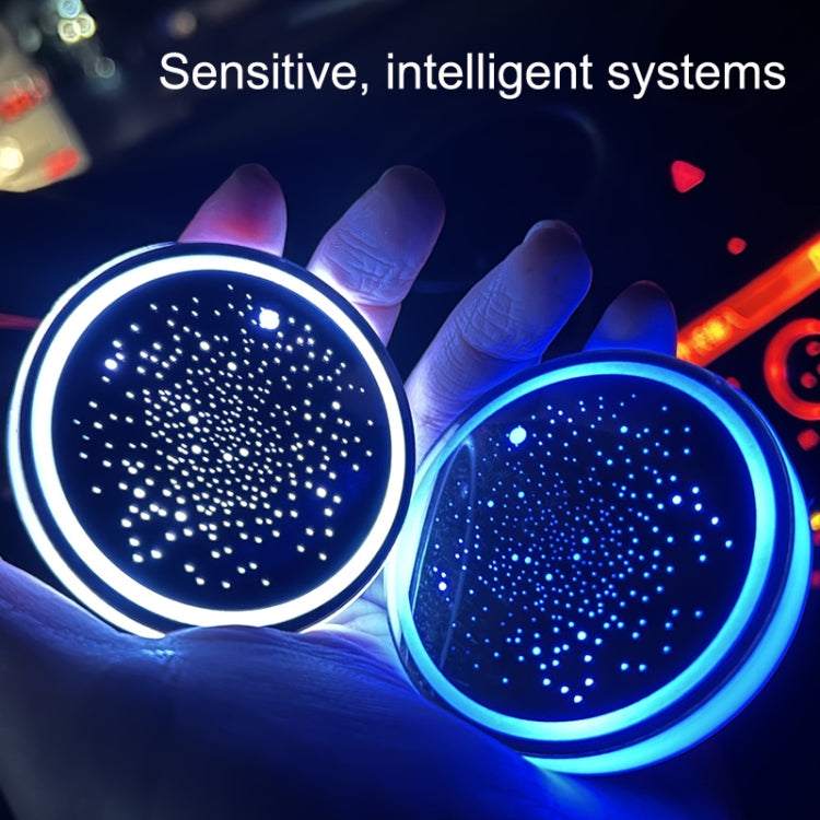 1 Pair Automotive LED Colorful Luminous Water Coaster Acrylic Car Cup Tank Atmosphere Lamp, Star Model