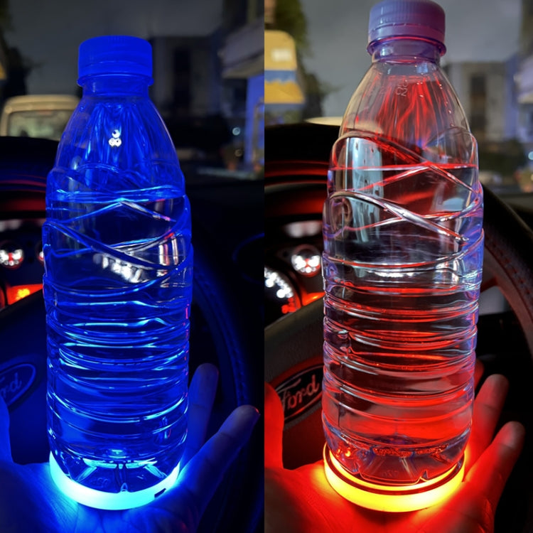 1 Pair Automotive LED Colorful Luminous Water Coaster Acrylic Car Cup Tank Atmosphere Lamp, Star Model