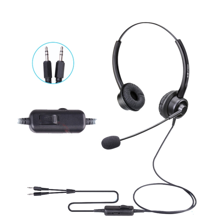 VT200D Double Ears Telephone Headset Operator Headset With Mic,Spec:, PC Double Plug, Crystal Head, Crystal Head with Tuning, PC Double Plug with Tuning, 3.5mm Single Plug with Tuning, USB Head with Tuning