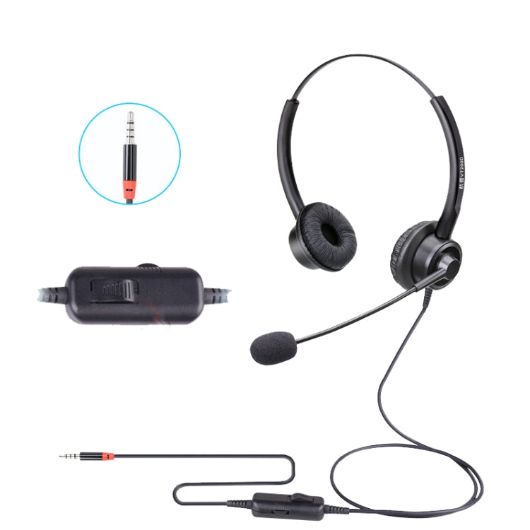 VT200D Double Ears Telephone Headset Operator Headset With Mic,Spec:, PC Double Plug, Crystal Head, Crystal Head with Tuning, PC Double Plug with Tuning, 3.5mm Single Plug with Tuning, USB Head with Tuning