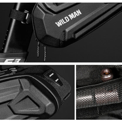 WILD MAN XT7 1.2L Mountain Bike EVA Hard Shell Waterproof Wear-resistant Tail Bag, XT7(Sun), XT7(Twill)