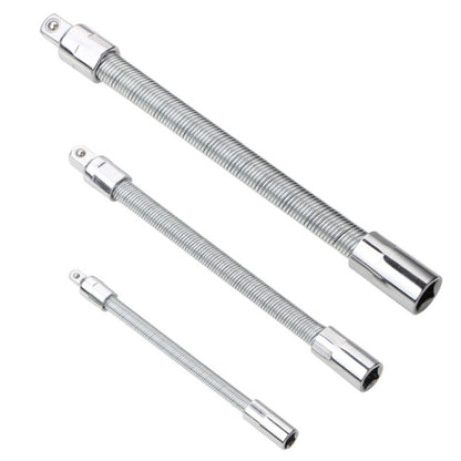 3 PCS/Set 1/4-3/8-1/2 Sleeve Extension Bendable Universal Joint Rod, Color:, Silver, Black