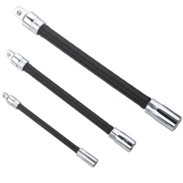 3 PCS/Set 1/4-3/8-1/2 Sleeve Extension Bendable Universal Joint Rod, Color:, Silver, Black