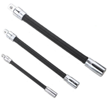 3 PCS/Set 1/4-3/8-1/2 Sleeve Extension Bendable Universal Joint Rod, Color:, Silver, Black