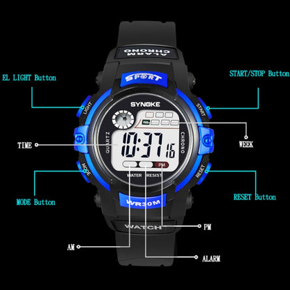 SYNOKE 99569 Children LCD Luminous Waterproof Electronic Sports Watch