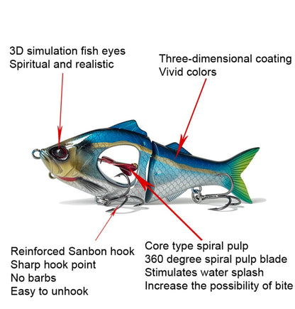 Long Casting Slow Sinking Spinning Multi-section Sea Fishing Freshwater Lures, 10g/8.5cm, 23g/11.5cm