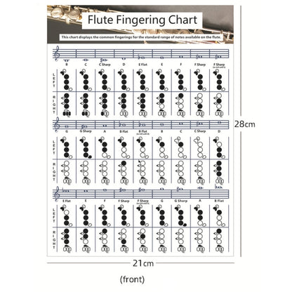 Coated Paper Flute Chord Fingering Practice Chart Staff Chord Fingering
