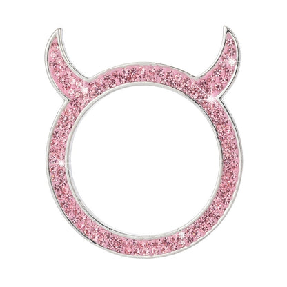 2 PCS Car Starter Button With Diamond Small Devil Decorative Ring, White, Pink, AB, Black, Red