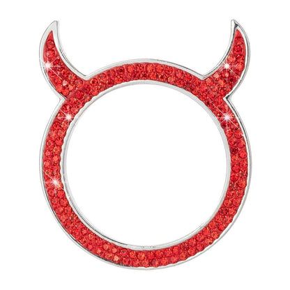 2 PCS Car Starter Button With Diamond Small Devil Decorative Ring, White, Pink, AB, Black, Red