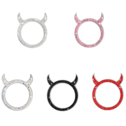 2 PCS Car Starter Button With Diamond Small Devil Decorative Ring, White, Pink, AB, Black, Red