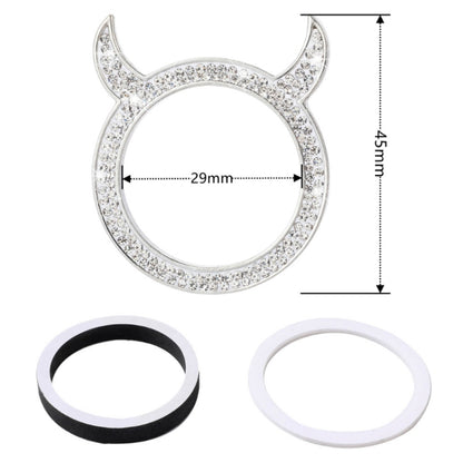 2 PCS Car Starter Button With Diamond Small Devil Decorative Ring, White, Pink, AB, Black, Red