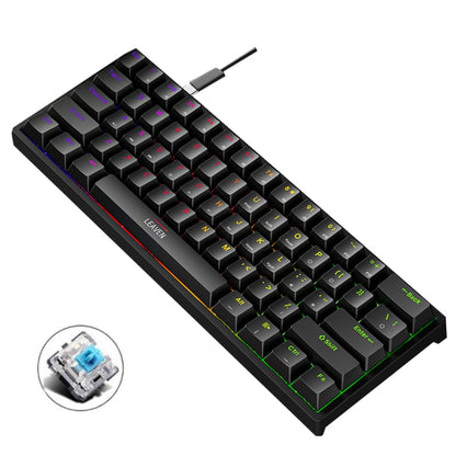 LEAVEN K620 61 Keys Hot Plug-in Glowing Game Wired Mechanical Keyboard, Cable Length: 1.8m, Black Green Shaft, White Green Shaft, Blue Green Shaft, Pink Green Shaft, White Black Red Shaft, Black White Green Shaft, White Black Green Shaft...