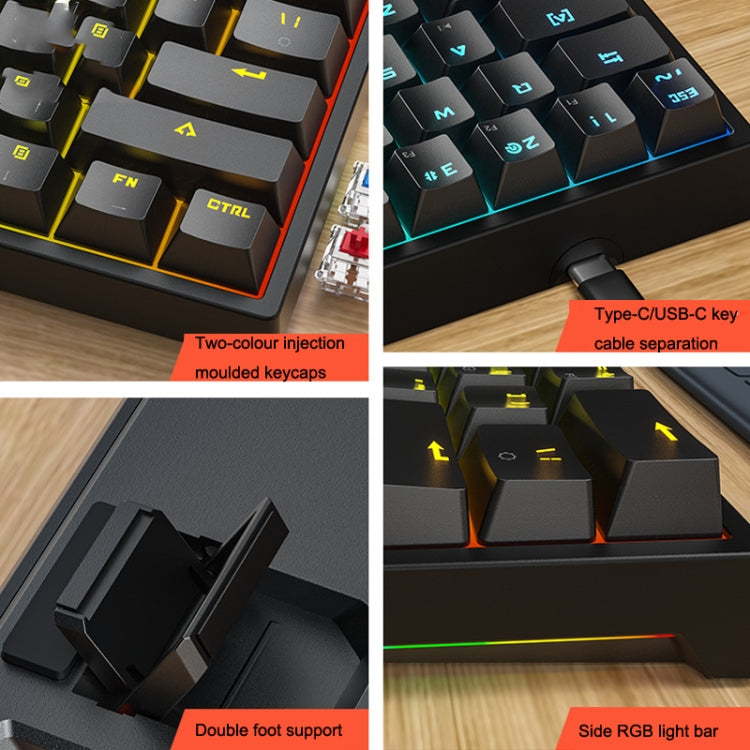 LEAVEN K620 61 Keys Hot Plug-in Glowing Game Wired Mechanical Keyboard, Cable Length: 1.8m, Black Green Shaft, White Green Shaft, Blue Green Shaft, Pink Green Shaft, White Black Red Shaft, Black White Green Shaft, White Black Green Shaft...