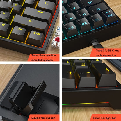 LEAVEN K620 61 Keys Hot Plug-in Glowing Game Wired Mechanical Keyboard, Cable Length: 1.8m, Black Green Shaft, White Green Shaft, Blue Green Shaft, Pink Green Shaft, White Black Red Shaft, Black White Green Shaft, White Black Green Shaft...