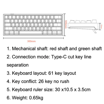 LEAVEN K620 61 Keys Hot Plug-in Glowing Game Wired Mechanical Keyboard, Cable Length: 1.8m, Black Green Shaft, White Green Shaft, Blue Green Shaft, Pink Green Shaft, White Black Red Shaft, Black White Green Shaft, White Black Green Shaft...