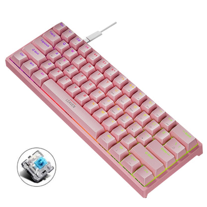 LEAVEN K620 61 Keys Hot Plug-in Glowing Game Wired Mechanical Keyboard, Cable Length: 1.8m, Black Green Shaft, White Green Shaft, Blue Green Shaft, Pink Green Shaft, White Black Red Shaft, Black White Green Shaft, White Black Green Shaft...