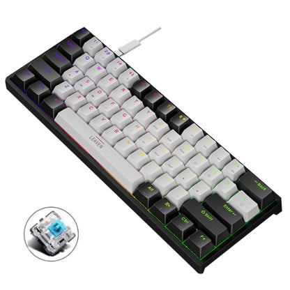 LEAVEN K620 61 Keys Hot Plug-in Glowing Game Wired Mechanical Keyboard, Cable Length: 1.8m, Black Green Shaft, White Green Shaft, Blue Green Shaft, Pink Green Shaft, White Black Red Shaft, Black White Green Shaft, White Black Green Shaft...