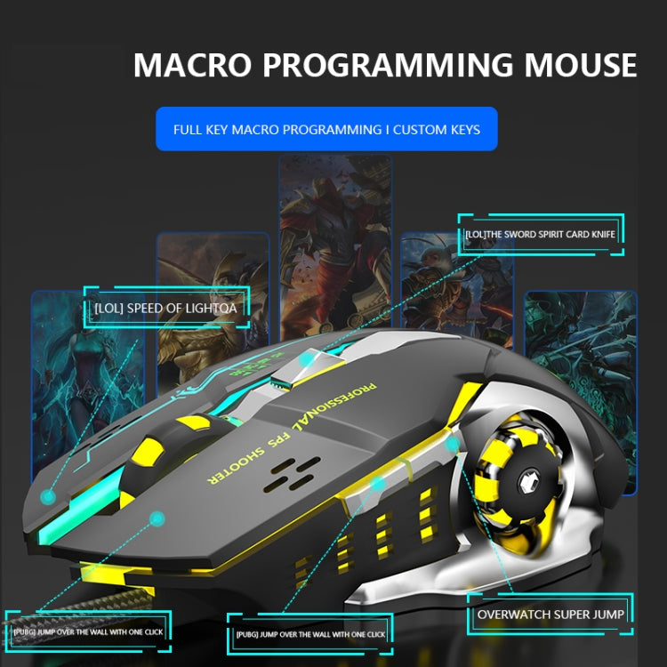 LEAVEN X6 6 Keys Game Computer Ergonomic Wired Mouse, Cable Length: 1.42m