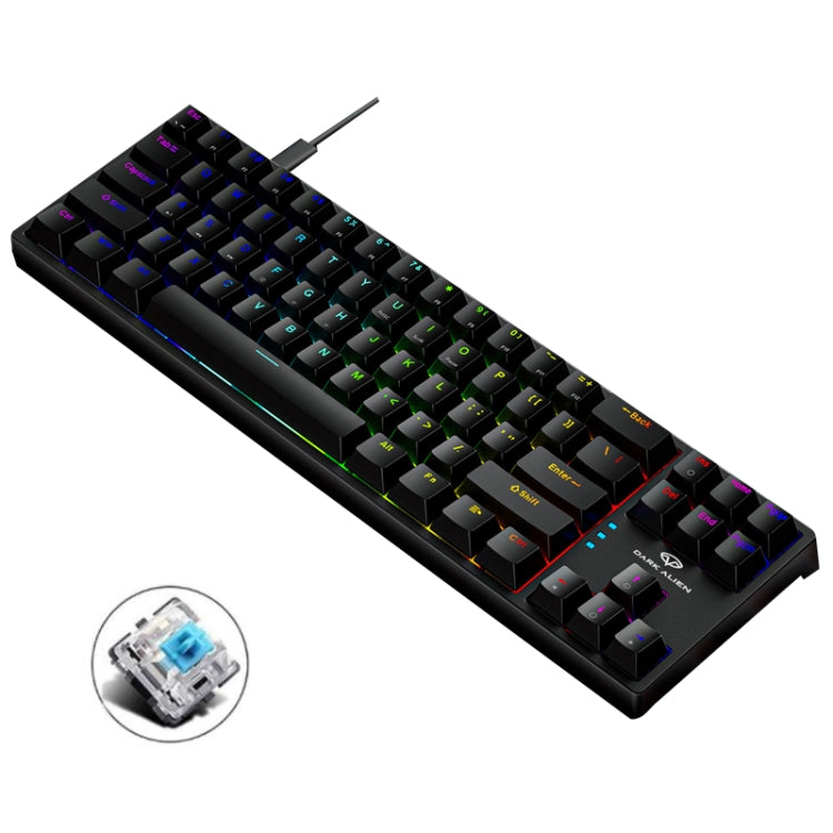 Dark Alien K710 71 Keys Glowing Game Wired Keyboard, Cable Length: 1.8m, Black Green Shaft, Pink Green Shaft, Blue Green Shaft, Black White Green shaft, Black White Red Shaft