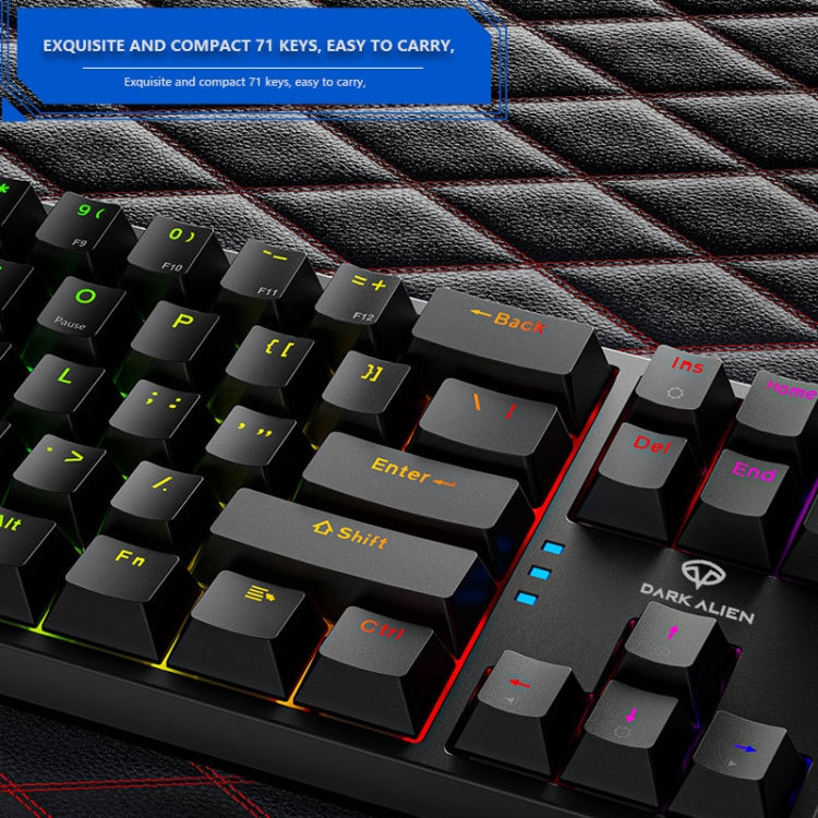 Dark Alien K710 71 Keys Glowing Game Wired Keyboard, Cable Length: 1.8m, Black Green Shaft, Pink Green Shaft, Blue Green Shaft, Black White Green shaft, Black White Red Shaft
