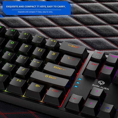 Dark Alien K710 71 Keys Glowing Game Wired Keyboard, Cable Length: 1.8m, Black Green Shaft, Pink Green Shaft, Blue Green Shaft, Black White Green shaft, Black White Red Shaft