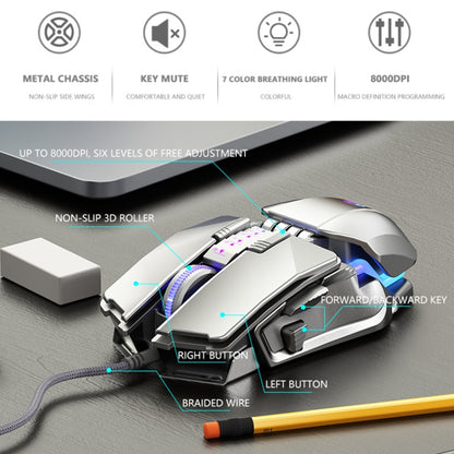 Dark Alien V710 7 Keys Metal Office Wired Glowing Mouse, Cable Length: 1.78m