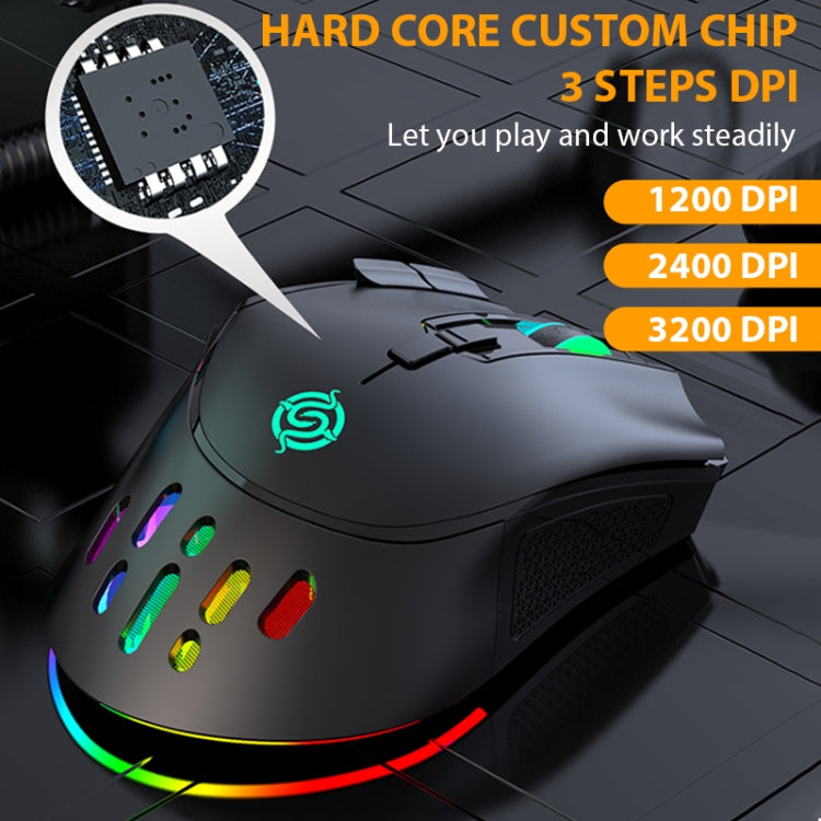 K-Snake BM520  9-button 3200DPI 2.4G RGB Wireless Dual-mode Gaming Mouse