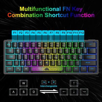 ZIYOULANG K61 62 Keys Game RGB Lighting Notebook Wired Keyboard, Cable Length: 1.5m, K61 White Black, K61 Blue White, K61 White Blue, K61 Black White